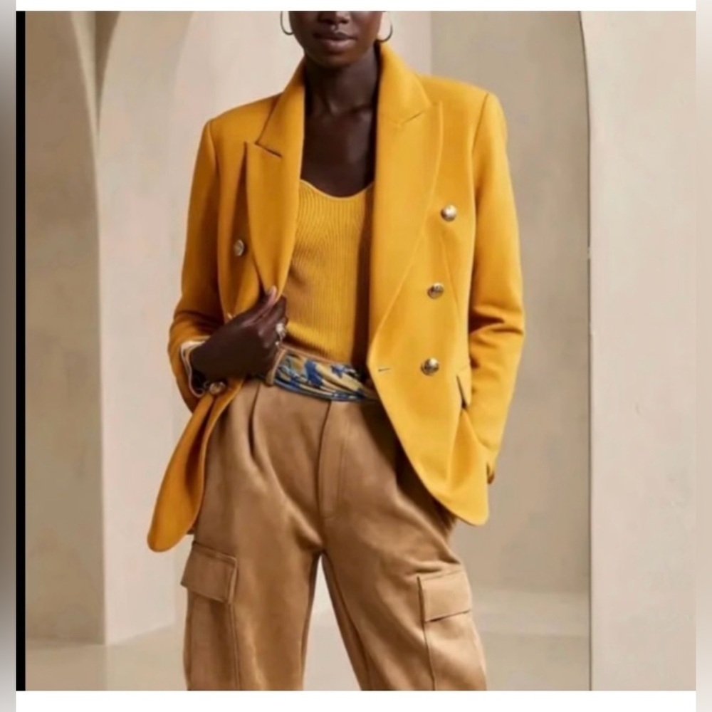 Banana Republic Mustard Long Sleeve Double-Breasted Captain's Blazer Size 8/P